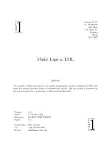 Modal logic / Philosophical logic / Logic in computer science / Non-classical logic / Philosophy of language / Accessibility relation / Epistemic modal logic / Propositional calculus / HOL / Logic / Mathematical logic / Mathematics