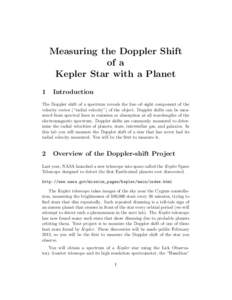 Measuring the Doppler Shift of a Kepler Star with a Planet 1  Introduction