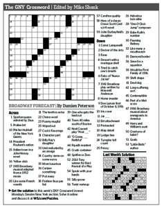 The GNY Crossword | Edited by Mike Shenk[removed]