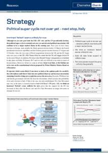 Strategy: Political super cycle not over yet – next stop, Italy