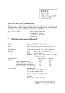 Center of gravity of an aircraft / Flap / V speeds / Federal Aviation Regulations / Type certificate / Lycoming O-320 / Aviation / Transport / AESL Airtourer