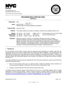 NYC Buildings Department 280 Broadway, New York, NY[removed]Thomas Fariello, RA, Acting Commissioner BUILDINGS BULLETIN[removed]Operational