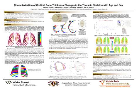 Characterization of Cortical Bone Thickness Changes in the Thoracic Skeleton with Age and Sex Sarah K. Lynch1,2, Samantha L. Schoell1,2, Ashley A. Weaver1,2, Joel D. Stitzel1,2 1. Virginia Tech – Wake Forest University