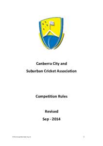 Canberra City and Suburban Cricket Association Competition Rules Revised Sep