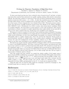 Probing the Planetary Population of High-Mass Stars Marshall C. Johnson1 & William D. Cochran Department of Astronomy, the University of Texas at Austin, Austin, TX[removed]To date most planet searches have been confined t