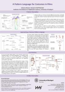 A	
  Pa2ern	
  Language	
  for	
  Costumes	
  in	
  Films	
   Johanna	
  Barzen,	
  Research	
  Staﬀ	
  Member	
   	
  	
  Ins6tute	
  of	
  Architecture	
  of	
  Applica6on	
  Systems,	
  Universit