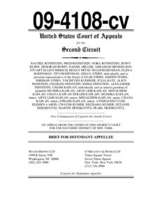 [removed]cv United States Court of Appeals for the Second Circuit RACHEL ROTHSTEIN, FRED ROTHSTEIN, NORA ROTHSTEIN, JENNY