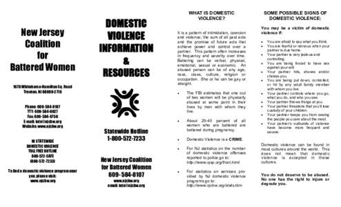New Jersey Coalition for Battered Women  DOMESTIC