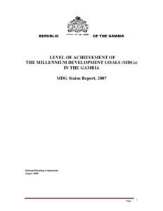 MDG Assessment and Status Report 2007 final