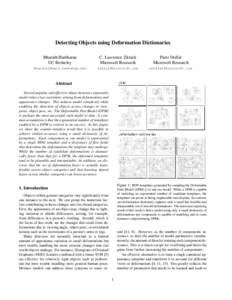 Detecting Objects using Deformation Dictionaries Bharath Hariharan UC Berkeley C. Lawrence Zitnick Microsoft Research