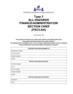 POSITION TASK BOOK FOR THE POSITION OF  Type 3 ALL-HAZARDS FINANCE/ADMINISTRATION SECTION CHIEF