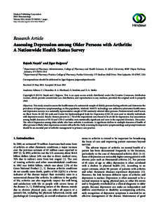 Emotion / Abnormal psychology / Aging-associated diseases / Arthritis / Rheumatology / Geriatric depression / Major depressive disorder / Rheumatoid arthritis / Late life depression / Mood disorders / Health / Medicine