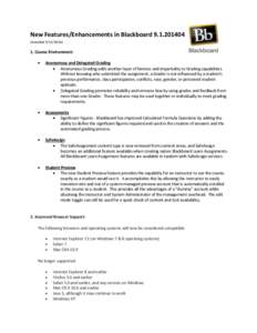 New Features/Enhancements in Blackboard[removed]Installed[removed]Course Environment:  