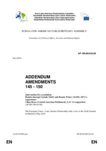 Euro-Latin American Parliamentary Assembly Assemblée Parlementaire Euro-Latino Américaine Asamblea Parlamentaria Euro-Latinoamericana Assembleia Parlamentar Euro-Latino-Americana  EURO-LATIN AMERICAN PARLIAMENTARY ASSE