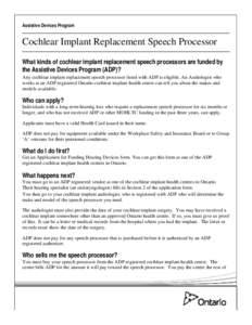 Cochlear Implant Replacement Speech Processor
