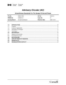 Advisory Circular (AC) Airworthiness Standards For The Design Of Aircraft Floats File No[removed]