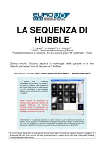 LA SEQUENZA DI HUBBLE G. Iafrate(a), M. Ramella(a) e V. Bologna(b) (a) INAF - Osservatorio Astronomico di Trieste (b)