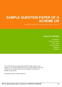 SAMPLE QUESTION PAPER OF G SCHEME CM SQPOGSC-18-WORG6-PDF | File Size 2,000 KB | 37 Pages | 7 Aug, 2016 TABLE OF CONTENT Introduction
