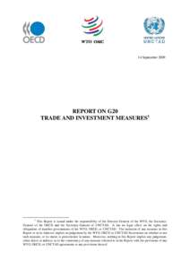 14 September[removed]REPORT ON G20 TRADE AND INVESTMENT MEASURES1  1