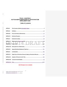 TITLE II – CHAPTER 01 NOTTAWASEPPI HURON BAND OF THE POTAWATOMI ENROLLMENT CODE Ttable of Ccontents