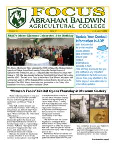 VOLUME L  ISSUE 27 ABAC’s Oldest Alumnus Celebrates 104th Birthday