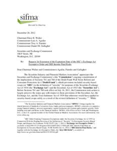 December 20, 2012 Chairman Elisse B. Walter Commissioner Luis A. Aguilar Commissioner Troy A. Paredes Commissioner Daniel M. Gallagher Securities and Exchange Commission