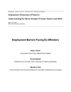 Employment Barriers Facing Ex-Offenders