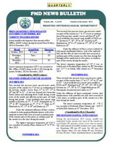 QUARTERLY  PMD NEWS BULLETIN Volume XIV, Issue-IV  October to December 2013