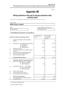 Appendix 5B - Mining exploration entity and oil and gas exploration entity quarterly report