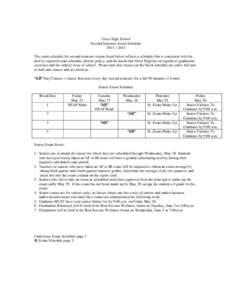 Greer High School Second Semester Exam Schedule 2013 – 2014