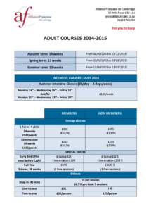 Cancellation / Credit card / Academic term / Calendars / Fee