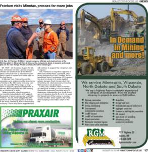 HOMETOWNFOCUS.US I NEWS  Franken visits Minntac, presses for more jobs In Demand In Mining