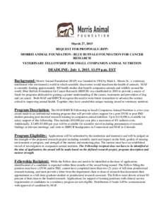 DRAFT OF REQUEST FOR PROPOSALS FROM THE MORRIS ANIMAL FOUNDATION FOR RESEARCH IN CANINE CANCER PREVENTION