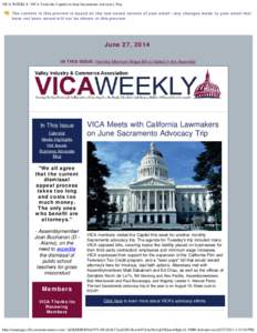 VICA WEEKLY: VICA Visits the Capitol on June Sacramento Advocacy Trip