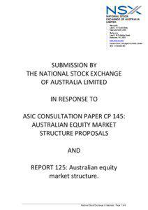 Economy of Oceania / Stock market / Financial markets / National Stock Exchange of Australia / Australian Securities Exchange / Bendigo Stock Exchange / Security / Algorithmic trading / Economy of Australia / States and territories of Australia / Economy of New South Wales