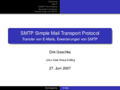 Einleitung SMTP ESMTP Kommandos