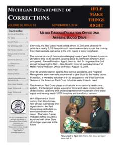MICHIGAN DEPARTMENT OF  CORRECTIONS VOLUME 26, ISSUE 13  Contents: