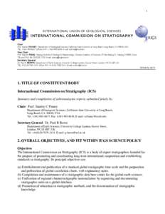 1  INTERNATIONAL UNION OF GEOLOGICAL SCIENCES Chair  INTERNATIONAL COMMISSION ON STRATIGRAPHY