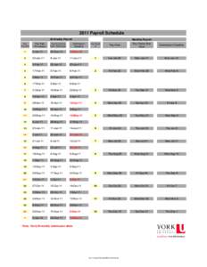 2011 Payroll Schedule Bi-Weekly Payroll Pay Period #  Pay Date