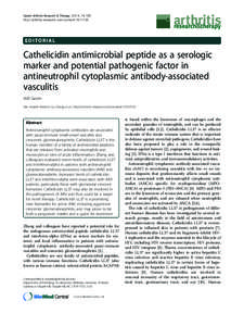 Cathelicidin antimicrobial peptide as a serologic marker and potential pathogenic factor in antineutrophil cytoplasmic antibody-associated vasculitis