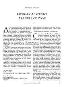 Literary Academics Are Full of Pooh  Michael Giffin