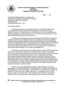 Earth / Hydraulic fracturing / Clean Water Act / Pennsylvania Department of Environmental Protection / Publicly owned treatment works / Marcellus Formation / Safe Drinking Water Act / Effluent / Water treatment / Water pollution / Environment / Water