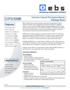 advancing embedded software  Common Internet File System/Server Message Block  CIFS/SMB