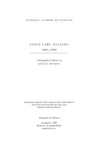 national academy of sciences  Linus Carl Pauling 1901—1994