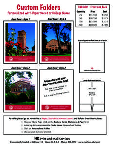 Custom Folders  Personalized with Department or College Name Front Cover ~ Style 1  Front Cover ~ Style 2