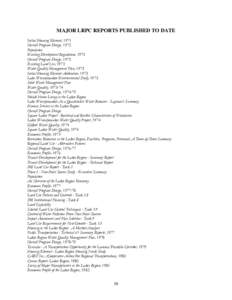 MAJOR LRPC REPORTS PUBLISHED TO DATE Initial Housing Element, 1971 Overall Program Design, 1972 Population Existing Development Regulations, 1973 Overall Program Design, 1973