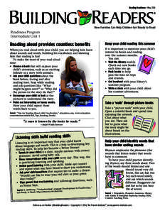 Reading Readiness • May 2014  ® How Families Can Help Children Get Ready to Read  Readiness Program