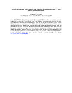 The International Polar Year Metadata Portal: Discover, Access and Contribute IPY Data Set and Service Descriptions 1  A. Aleman 1, 2, L. Olsen 1