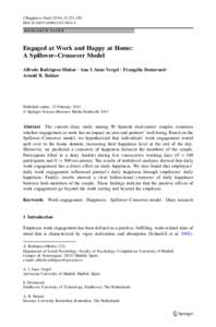 Organizational behavior / Positive psychology / Happiness / Organizational psychology / Work engagement / Employment / Work–family conflict / Life satisfaction / Psychological resilience / Behavior / Social psychology / Mind