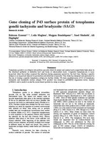 Gene Therapy and Molecular Biology Vol 11, page 113 Gene Ther Mol Biol Vol 11, [removed], 2007 Gene cloning of P43 surface protein of toxoplasma gondii tachyzoite and bradyzoite (SAG3) Research Article